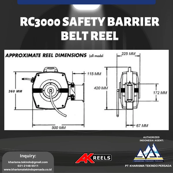 AKREELS RC3000 safety barrier belt reel