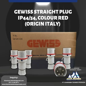GEWISS Straight Plug IP44/54 Colour Red Origin Italy